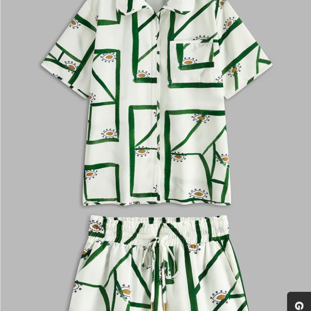 Commense Print Drawstring Shorts Set - Picture 4 of 8